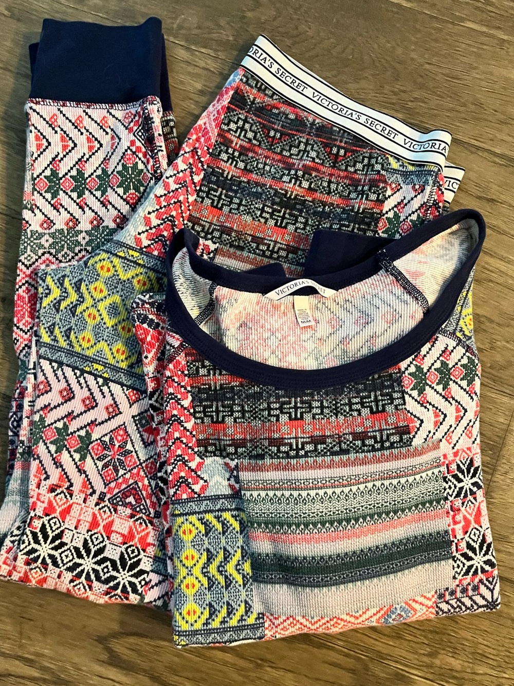 Victoria’s Secret Vintage Patchwork Thermal Pajama Set